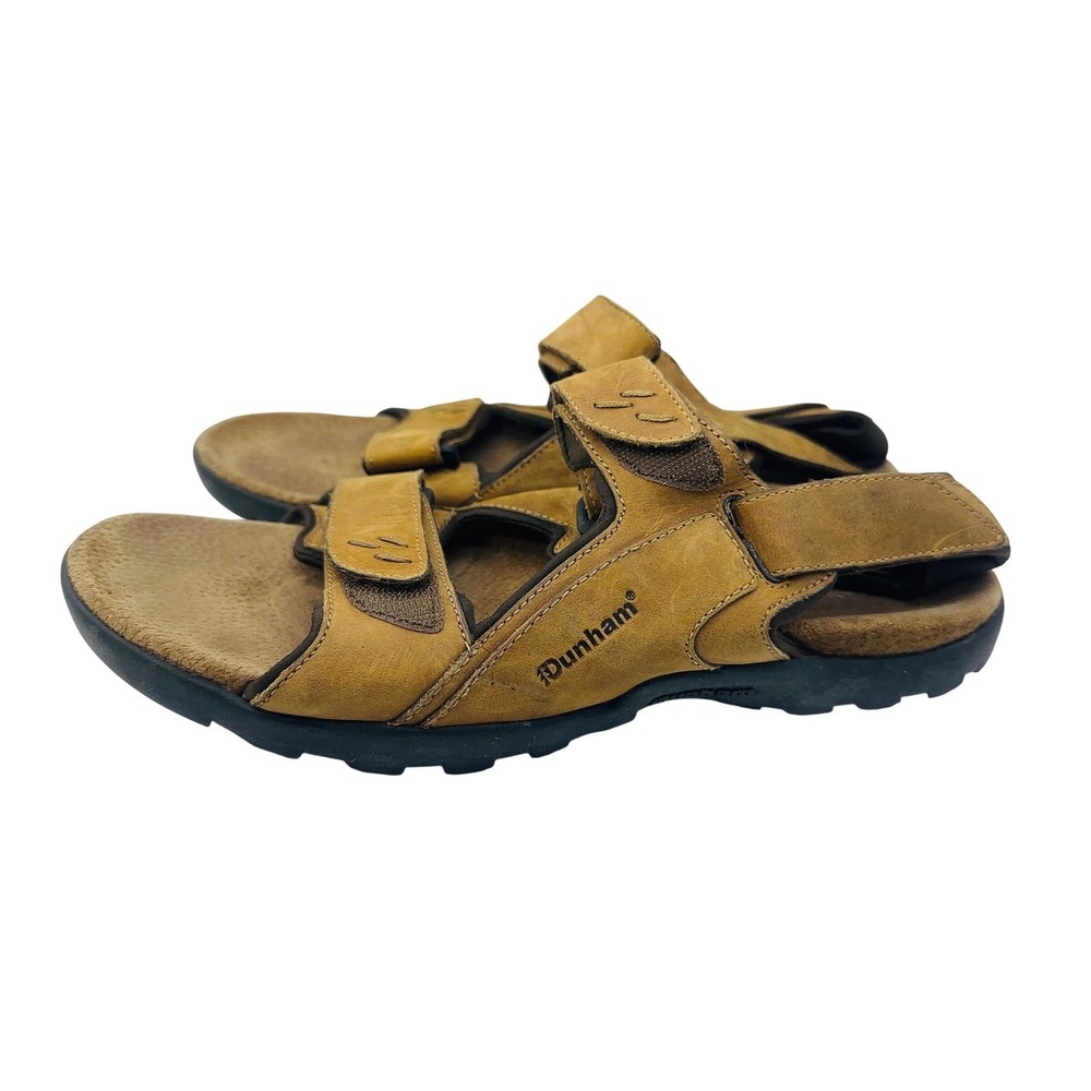 Dunham Mens MCR415BR Leather Sport Sandals Brown Size 11 D ABZORB Strappy Good